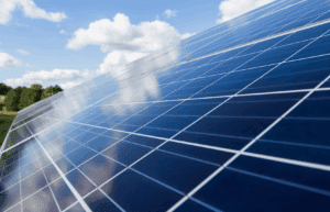 A close up photo of a solar panel on a sunny day